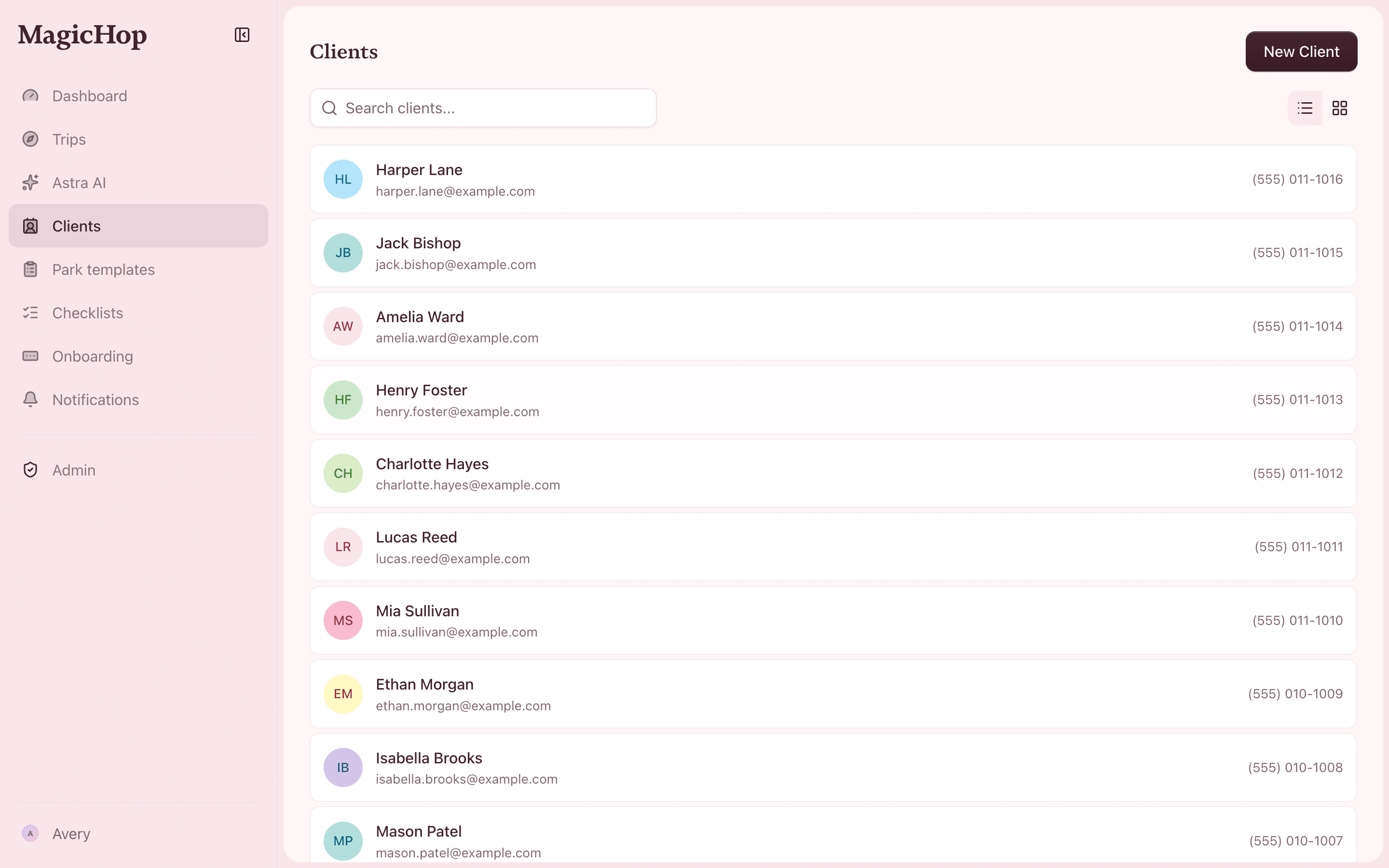 Clients & onboarding in MagicHop