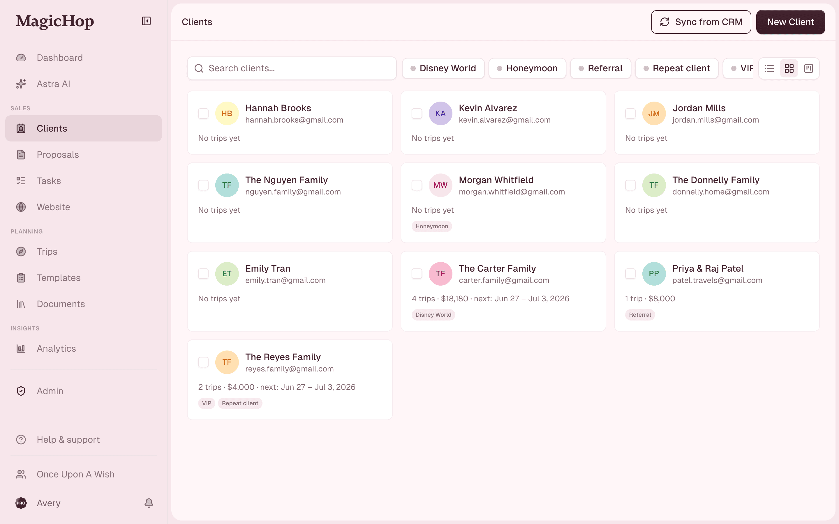 Client CRM in MagicHop