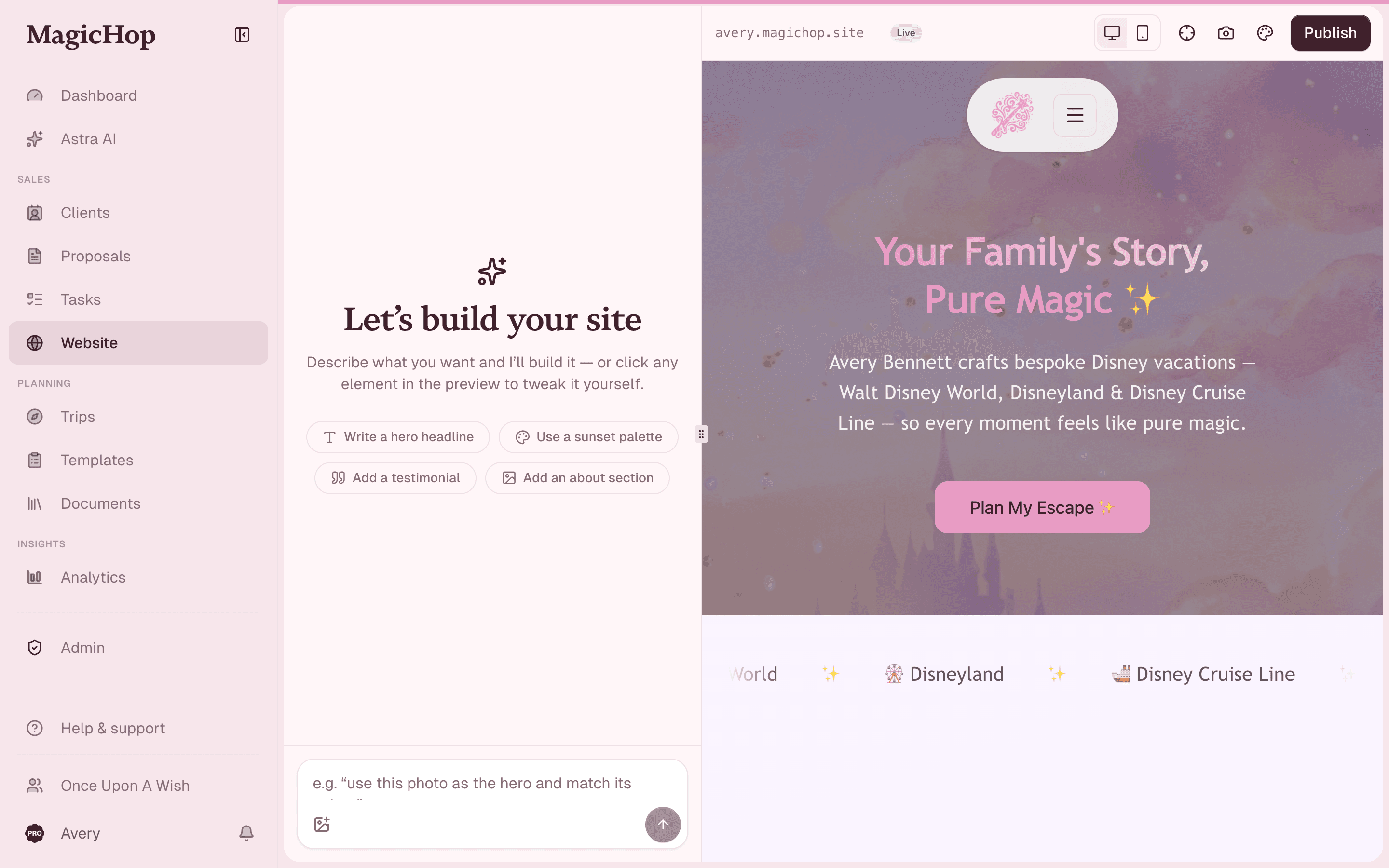 Website builder in MagicHop