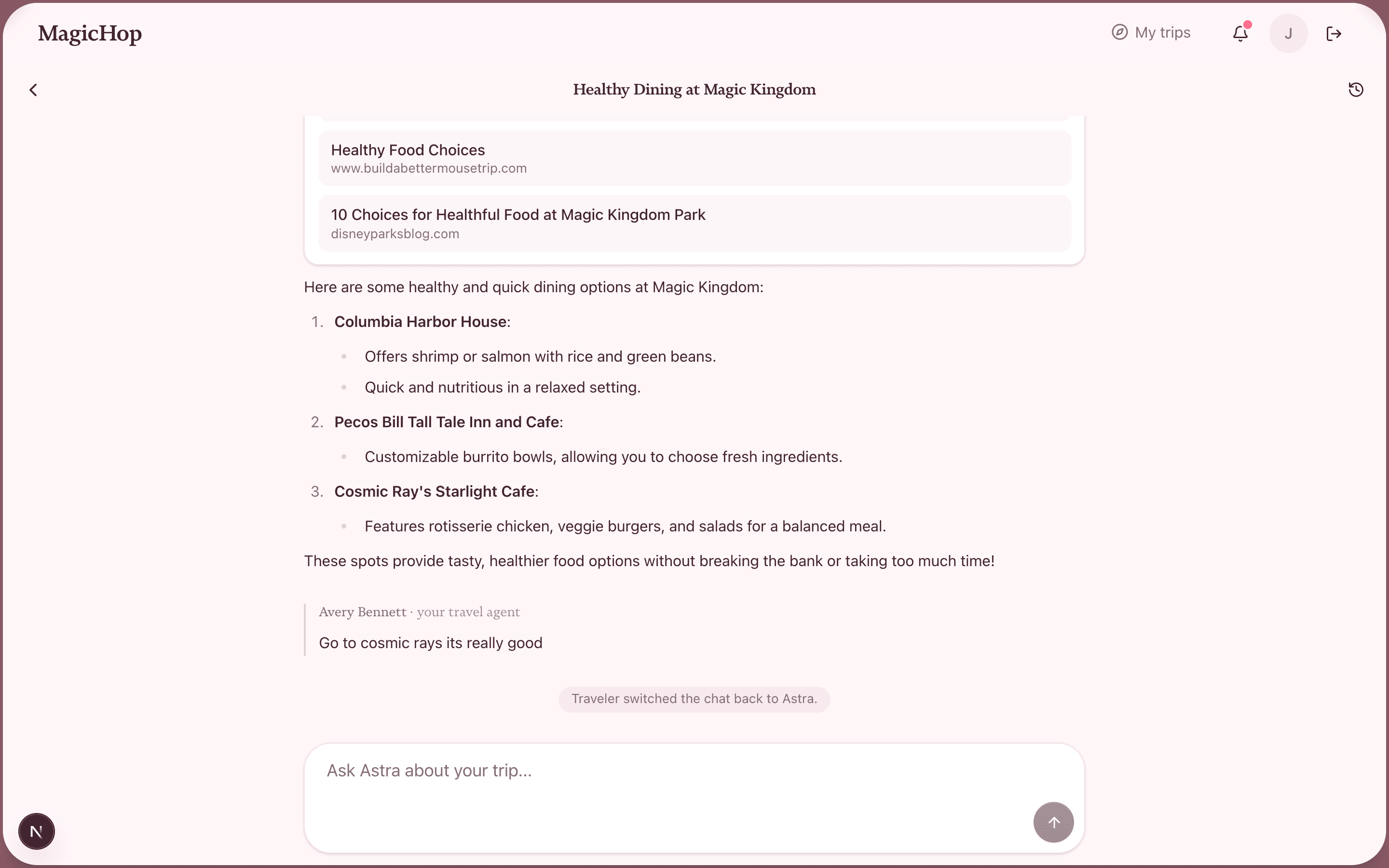 Trip chat in MagicHop